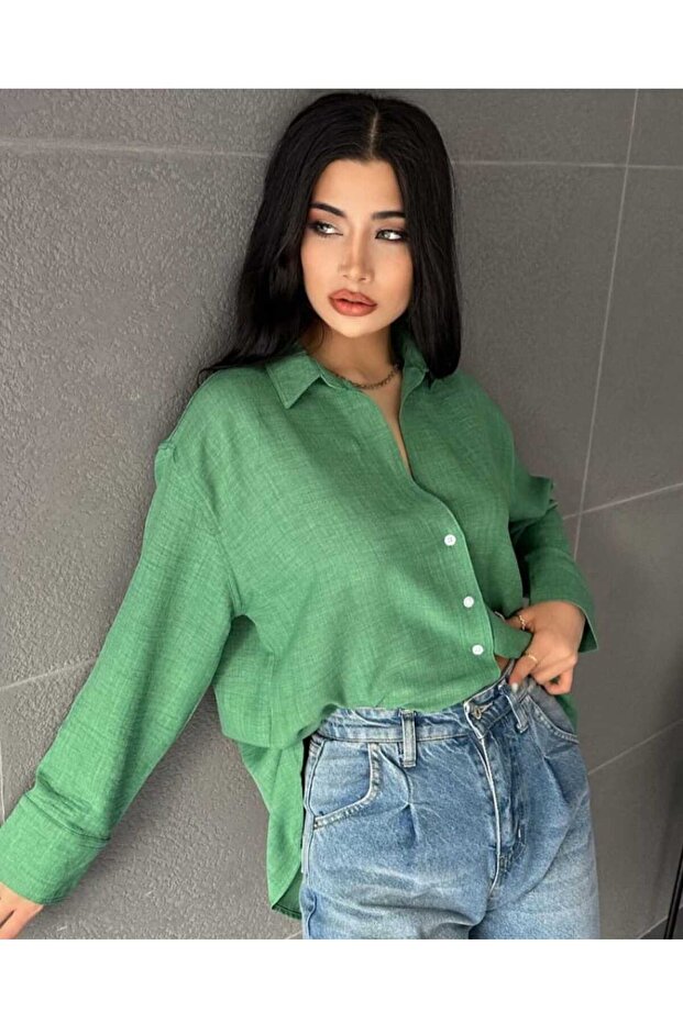 owersize keten gömlek - 4