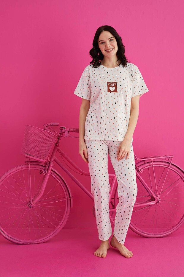 PAMUKLU LİKRALI PİJAMA TAKIM - 2