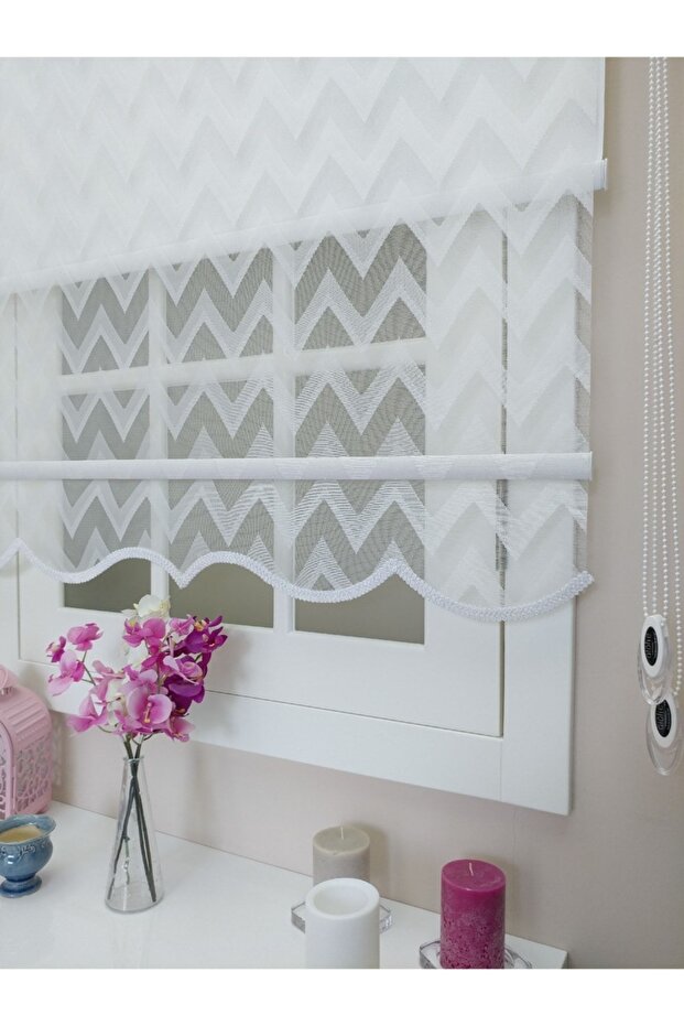 Çiftli Sistem Örme Zigzag Desenli  Stor Perde - 3