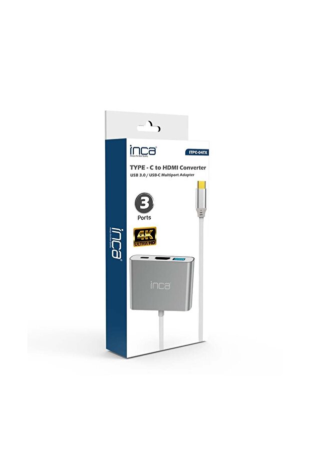 ITPC-04TX Type-C  Hub X4 HDMI 4K@30 Hz+ USB 2.0+PD Aluminyum Kasa - 4