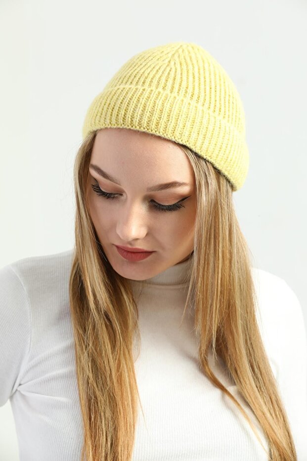 Yün Sarı Retro Bere - 4
