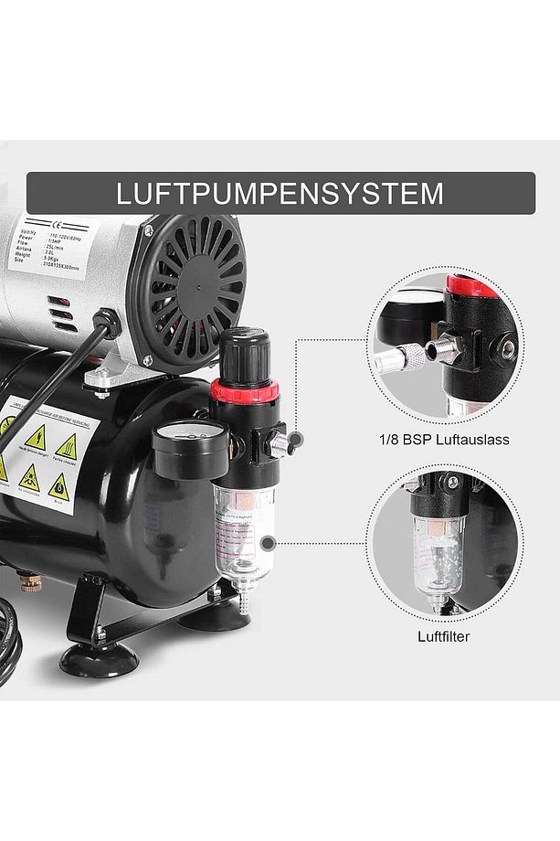 Airbrush Kompresör Komple Set Dual Action ve Single Action Airbrush Tabancaları, Başlangıç Seti - 7