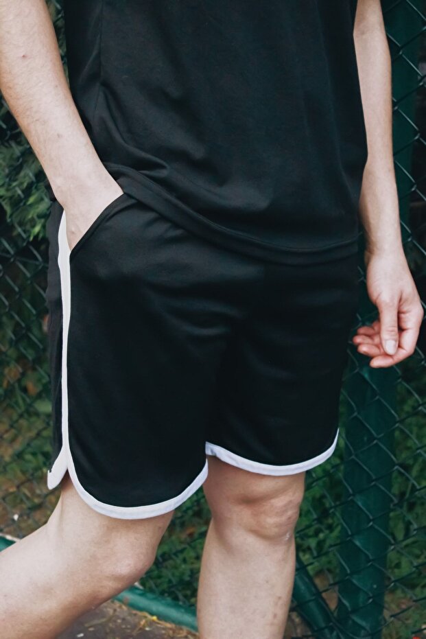 Grey-Black Mesh Basketball Training Shorts Set of 2 with Stripe Detail - 4
