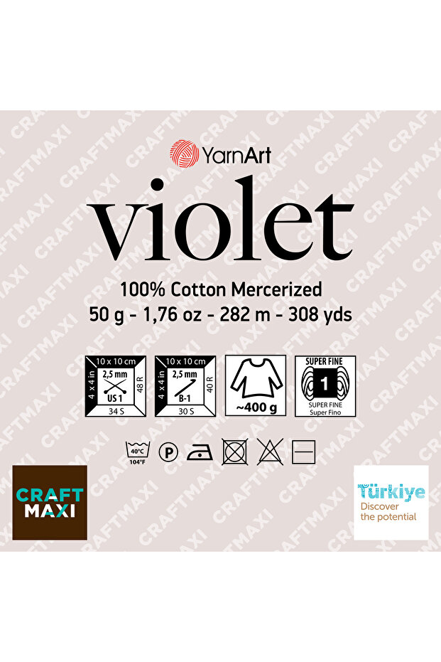 Vıolet Melange - Ebruli, Merserize Dantel Ebruli-3194 - 2