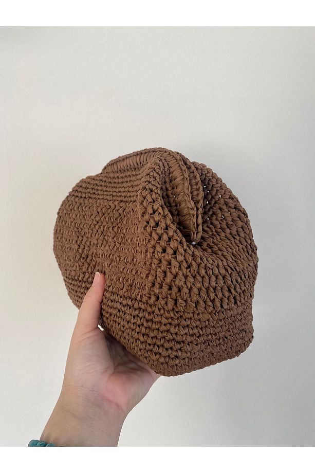 Chocolate Raffia Handbag (Çikolata Rafya El Çantası) - 4