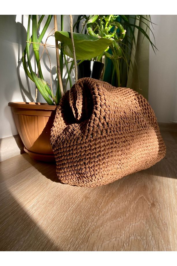Chocolate Raffia Handbag (Çikolata Rafya El Çantası) - 2