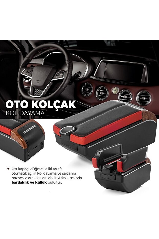DEKOHOP Oto Kolçak Kol Dayama 7 Usb Girişli Tüm Araçlara Uyumlu Kolçak