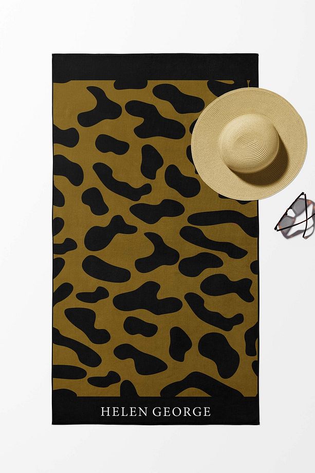 New Land - Kahve Siyah Leopar Oversize Plaj Havlusu Hgtw0001349 - 4
