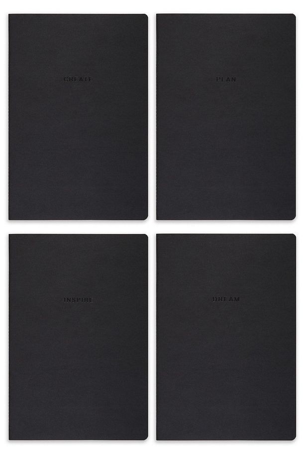 A5 4'lü Defter Set Çizgisiz Terzi Dikiş Siyah - 4