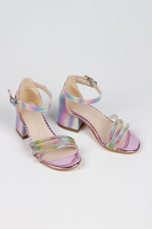 Girl's Lilac Rainbow Party Heeled Shoes