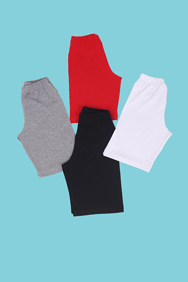 Set of 4 Girls' Basic Cotton and Lycra Short Summer Tights