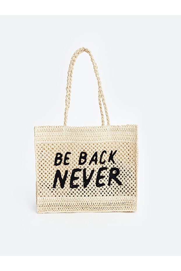 LCW ACCESSORIES Women's Woven Shoulder Bag with Text Print