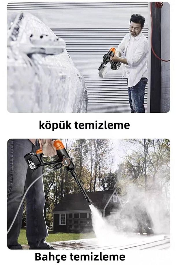 Çift Akülü Şarjlı Yüksek Basınçlı Oto Araba Bahçe Yıkama ve Temizleme Tabancası Makinesi - 4