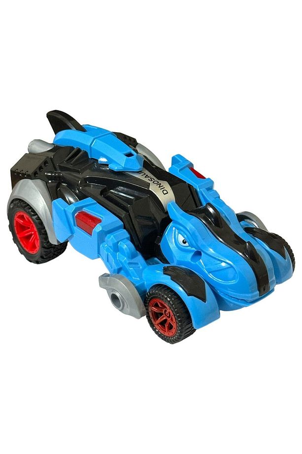 Trex Dinazor Figür Araba Sürtmeli Teker Transformers Robot Dinozor 15cm MAVİ - 5