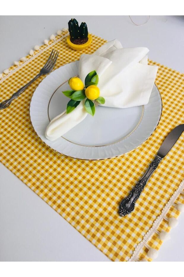 مجموعة من 6 حلقات منديل بالليمون - 3