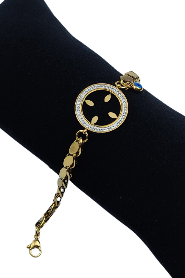 Quaterback Steel Bracelet with Barley Chain - 316L Stainless Steel