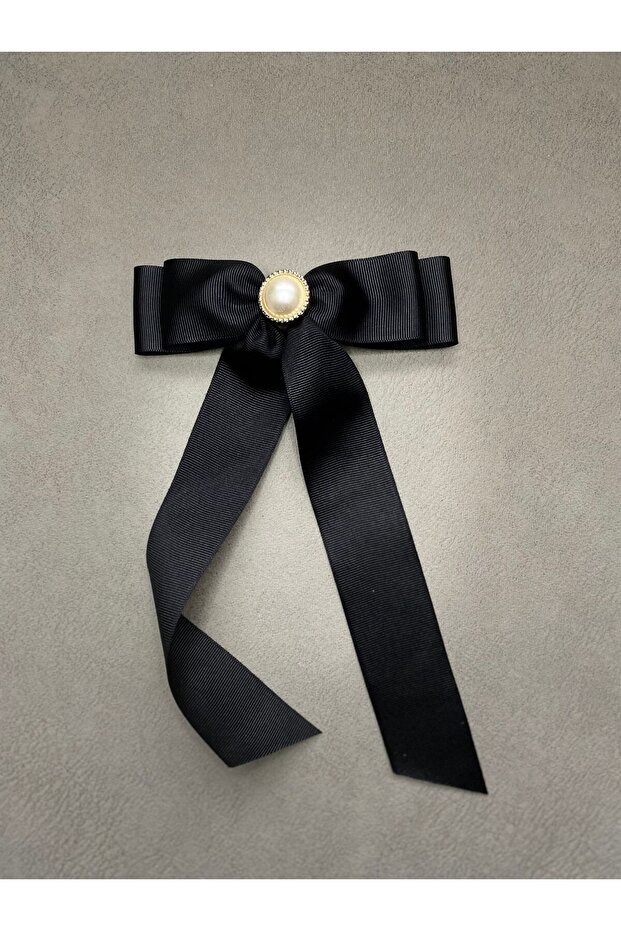 Women's Pearl Detailed Grogen Ribbon Bow Automatic Buckle