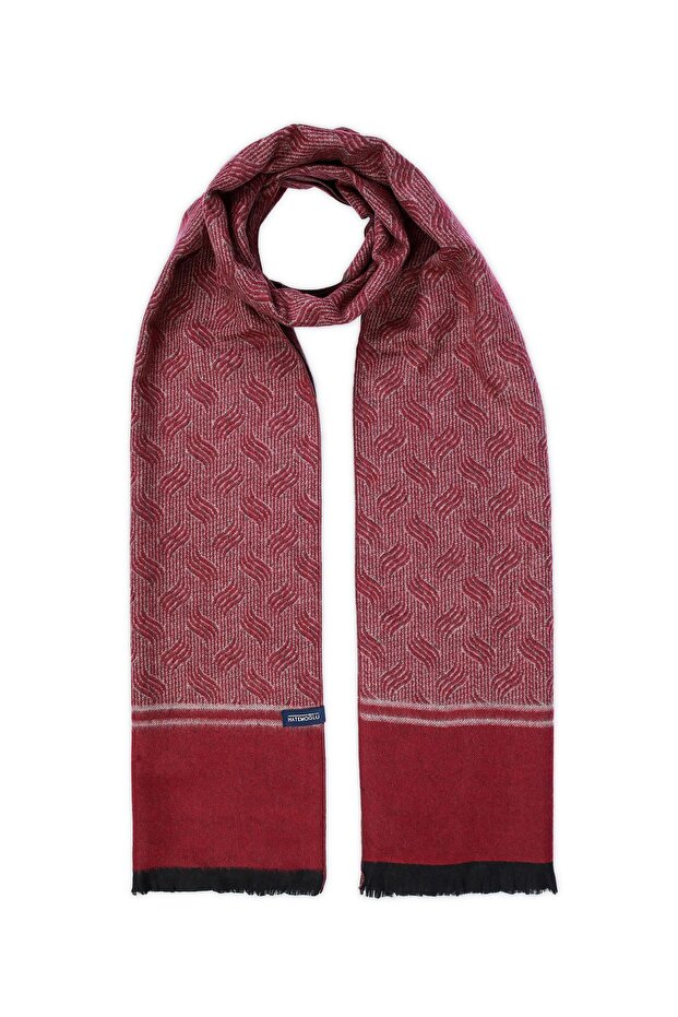 Bordo Desenli Atkı - 1