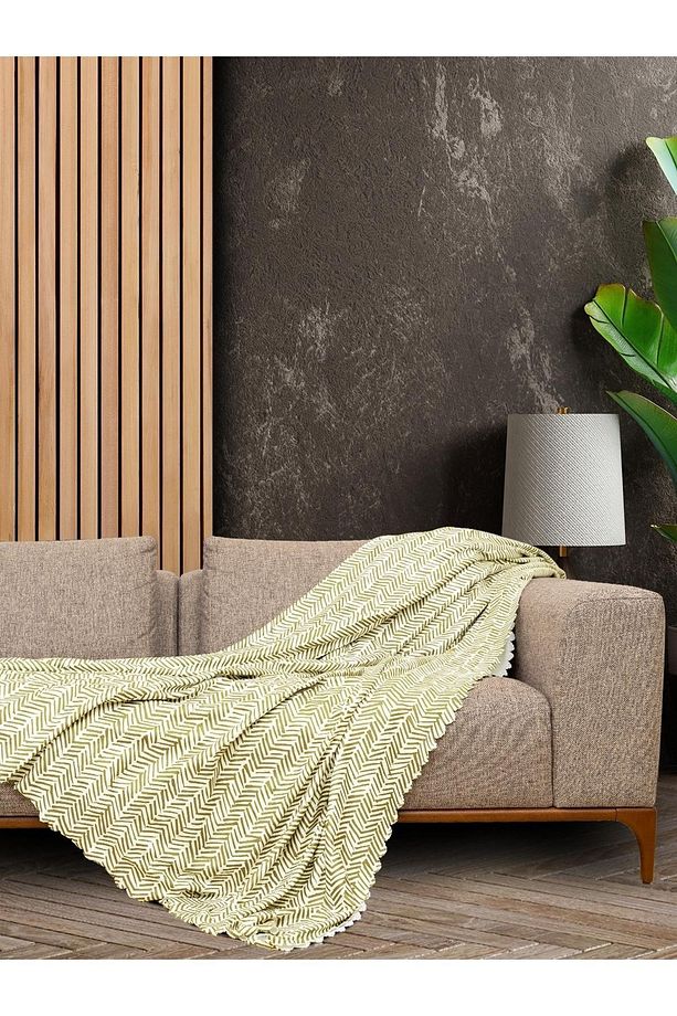 Softmicro Iskandinav Desenli Boho 180x220 Cm Koltuk Örtüsü Şalı, Kanepe Örtüsü, Tv Battaniyesi Yeşil - 2