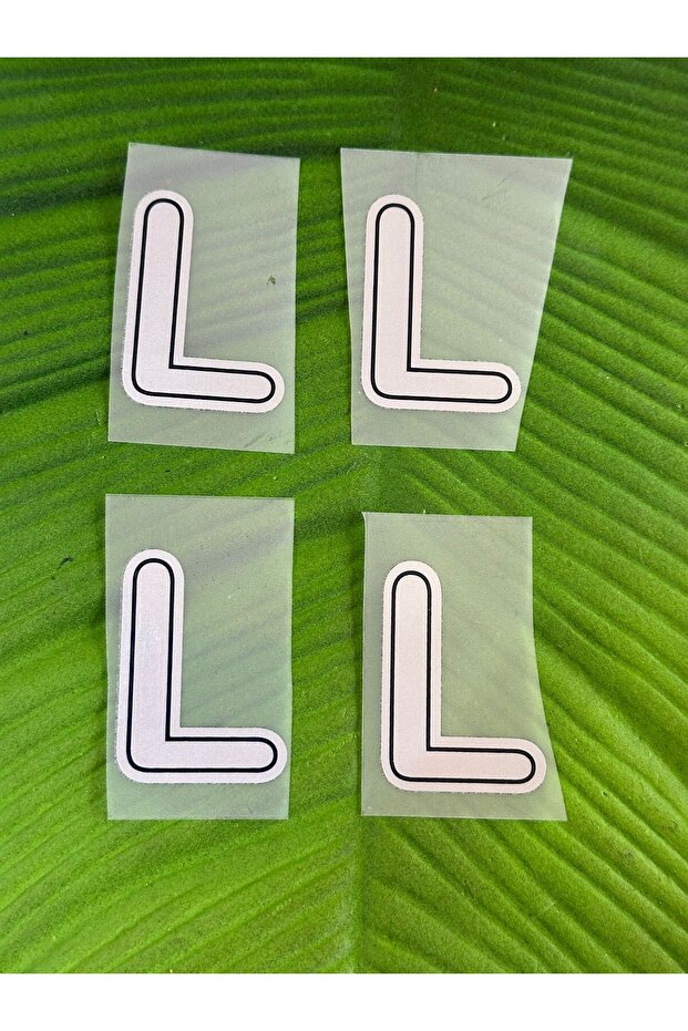 5x4 cm, 4 pieces iron-on transfer print letter L emblem, Grey.