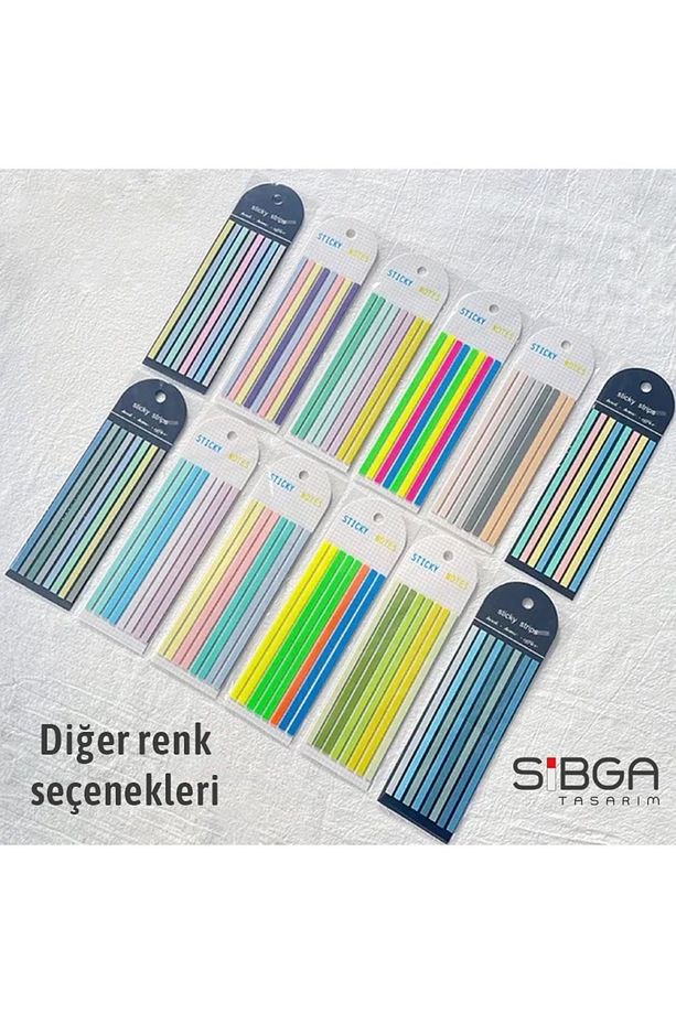 İnce Uzun Şerit Şeffaf Renkli Postit Post-it Post It. Kitap Ayracı Ayraç Postit Sticker 160 Yaprak - 5