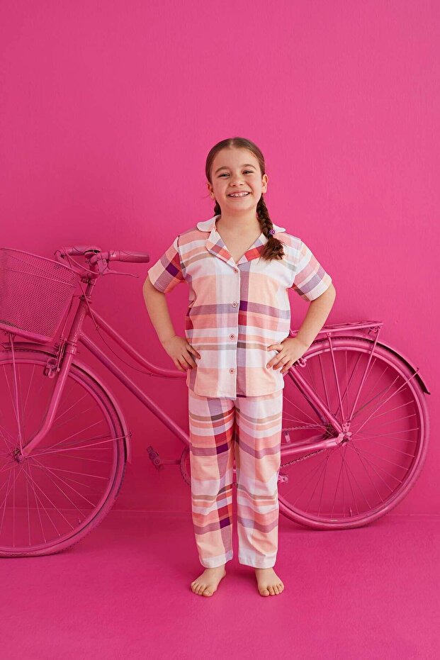 PAMUKLU LİKRALI DÜĞMELİ PİJAMA TAKIM - 3