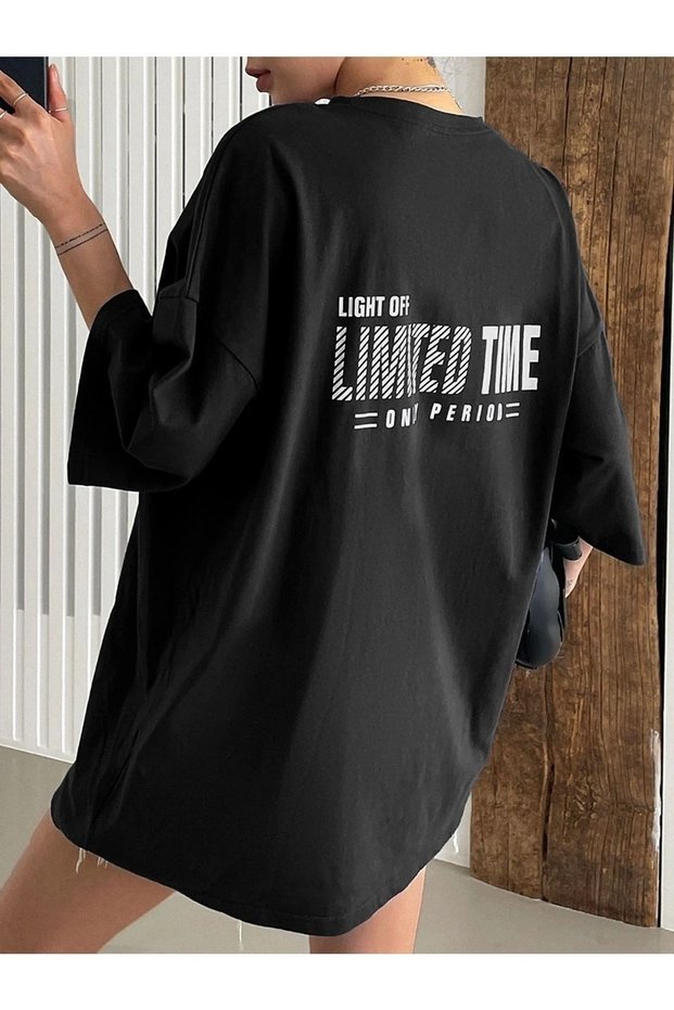 Women's Black Limited Printed Oversize T-Shirt