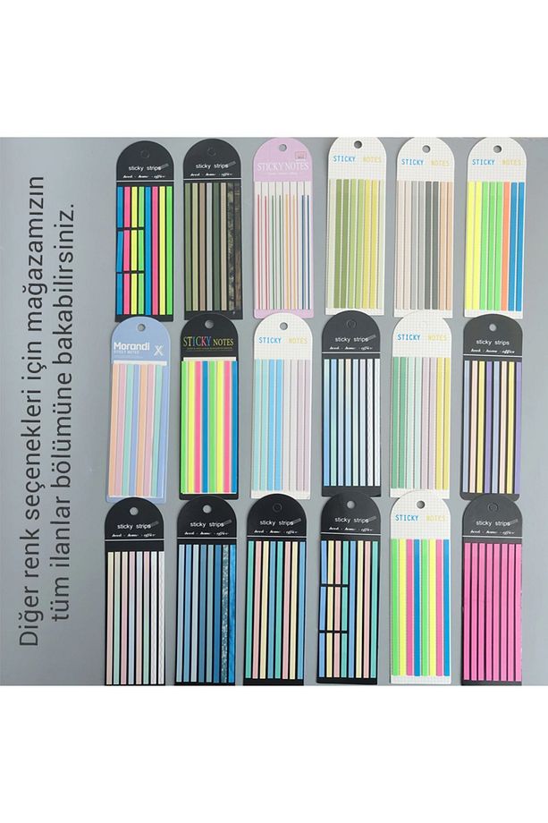 İnce Uzun Şerit Şeffaf Renkli Postit Post-it Post It. Kitap Ayracı Ayraç Postit Sticker 160 Yaprak - 6