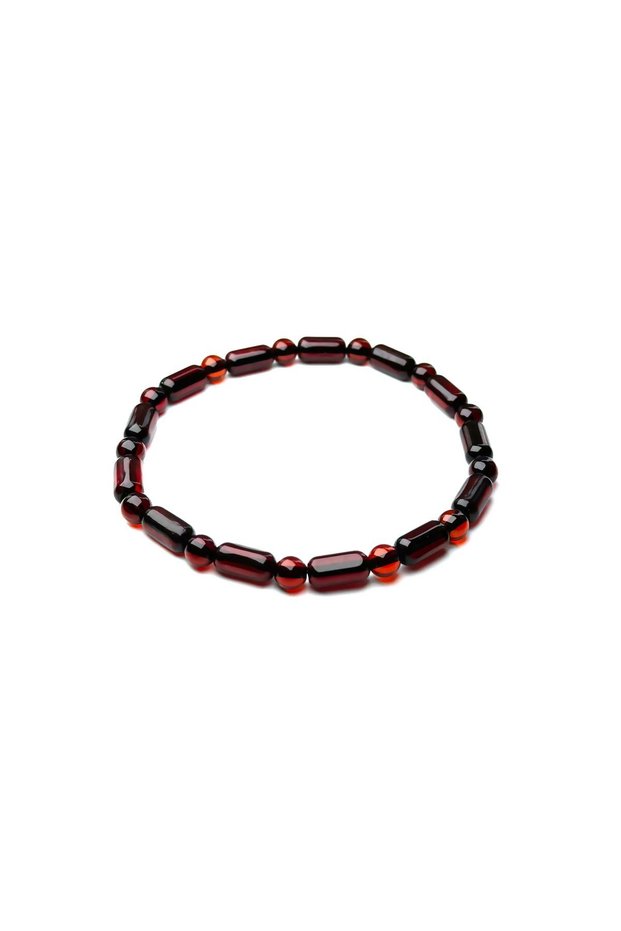 Brown Cylindrical Drop Amber Bracelet with Stretchy Line, Adult, Certified