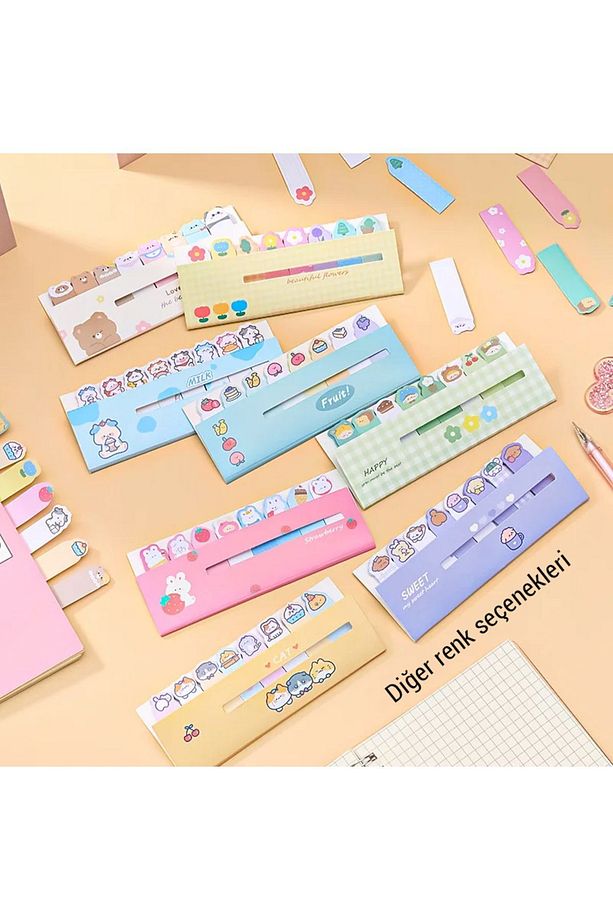 Çocuklar Için Renkli Postit Post-it Post It. Kitap Ayracı Ayraç Sticker Not Kağıdı Kağıt 120 Yaprak - 3
