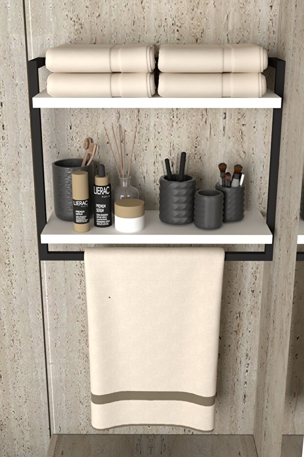 2-Tier Shelf Towel Holder Bookcase Accessory Shelf Home Bathroom Kitchen Organizer Multipurpose Shelf Wide Range