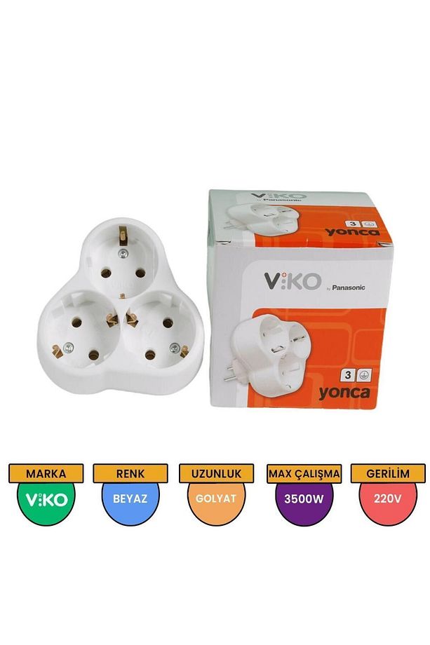 Viko 3 Lü Yonca Golyat Fiş Beyaz Renk - 3
