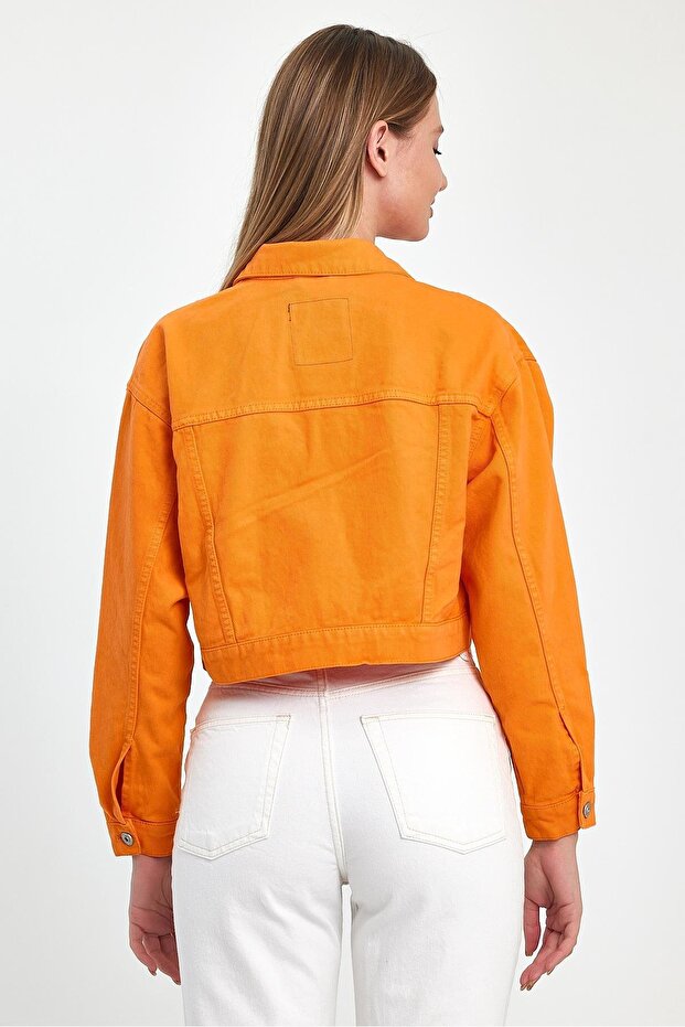 - Kadın Turuncu Crop Ceket - 4