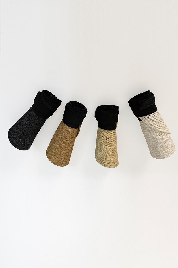 قبعة شاطئ سوداء قابلة للطي - 3