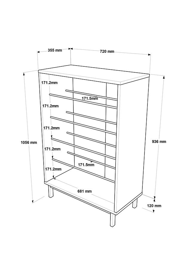 Sleek 72 cm Ayakkabılık Metal Ayaklı 5 Raflı Antrasit SK1-AN - 6