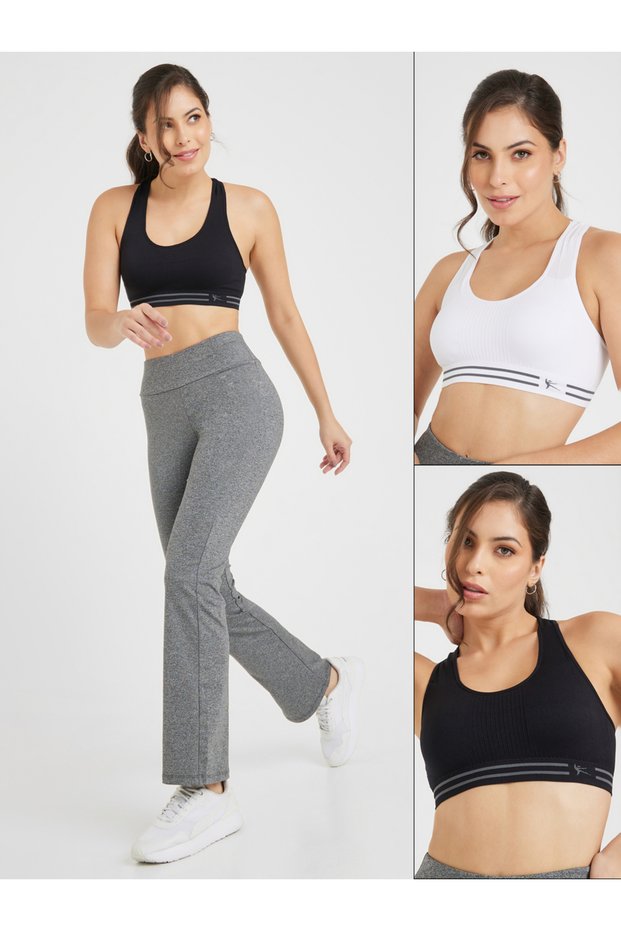 Pack of 2 - Double Stripe Waist Strap Sports Bra