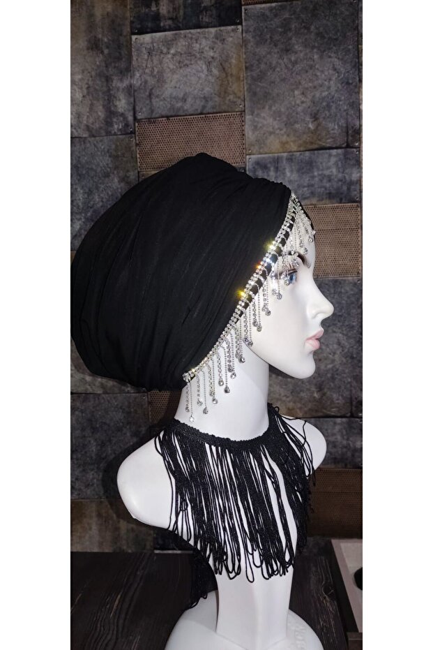 Siyah taşlı bone - 4