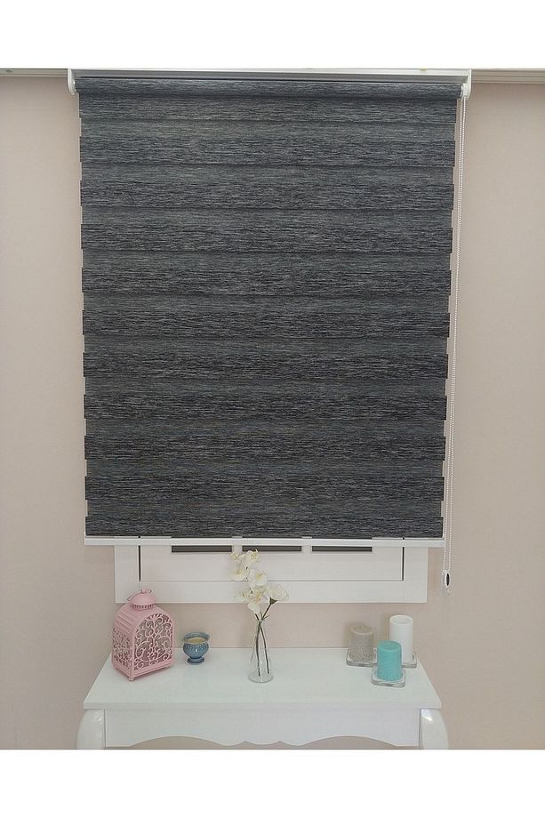 Kırçıllı Siyah Gri Bambu Zebra Stor Perde - 5