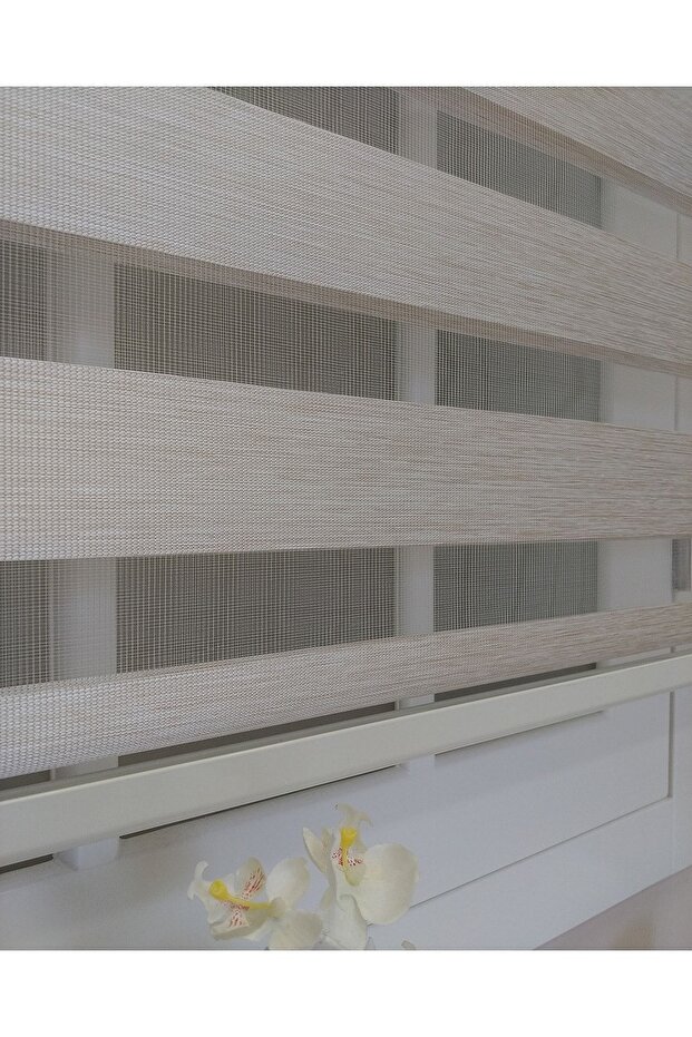 Koyu Krem Bambu Zebra Stor Perde - 4