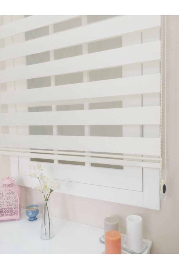 Ekru (açık Krem) Bambu Zebra Stor Perde - 1