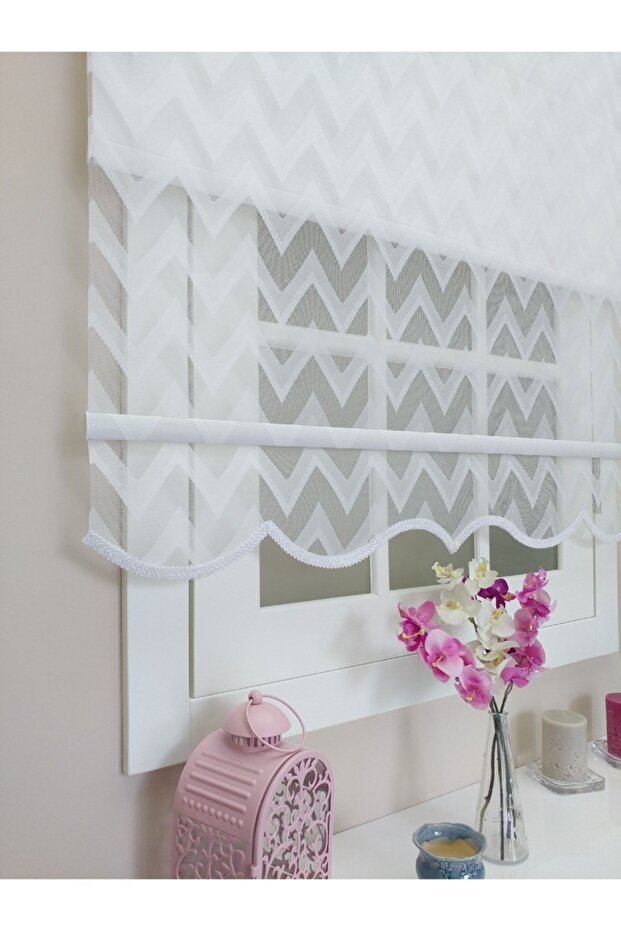 Çiftli Sistem Örme Zigzag Desenli  Stor Perde - 2