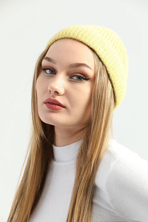 Yün Sarı Retro Bere - 1