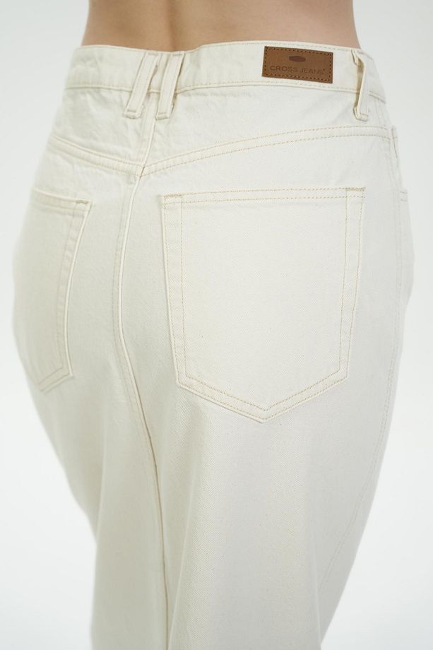 Ekru Yüksek Bel Yırtmaçlı Maxi Jean Etek C 4532-058 - 5