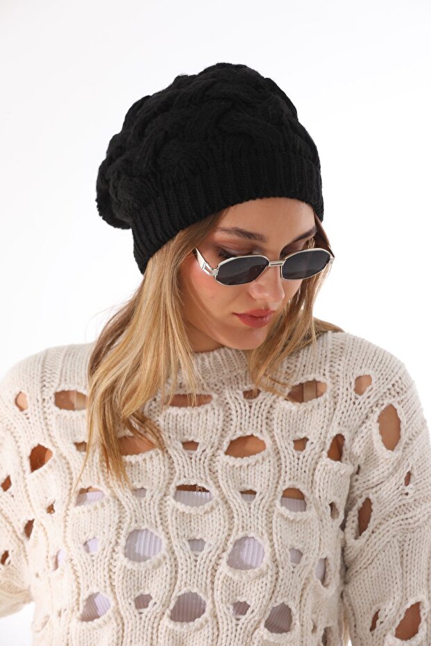 Çift Kat Örme Siyah Bere - 5