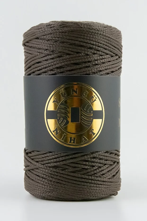 200 gr - 200 Mt - 2.5 Mm Acı Kahve (651) Polyester Makrome Ipi Çanta Ipi Supla Ipi Örgü Ipi - 1