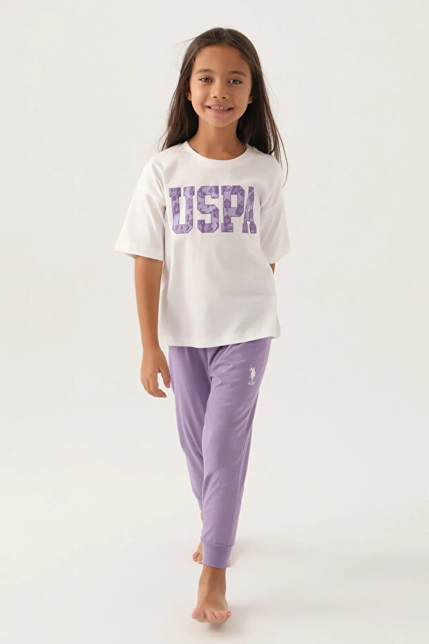 Licensed Flower Detailed Girls' Pajama Set