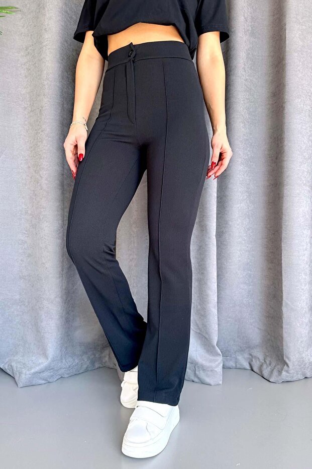 Palazzo Full Lycra High Waist Women's Trousers - Black
