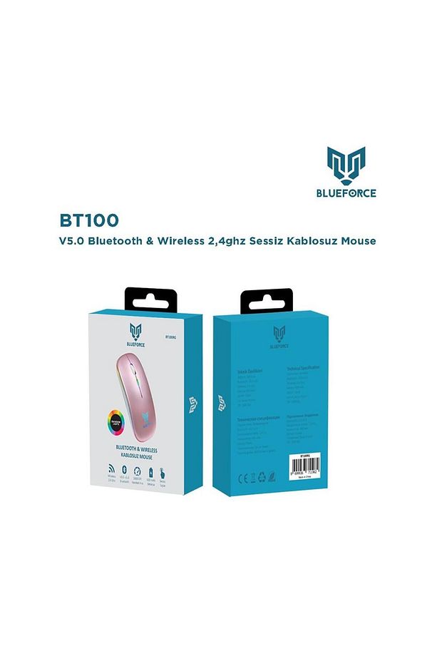 V5.0 Bluetooth & Wireless 2,4ghz Sessiz Kablosuz Mouse Pembe - 7