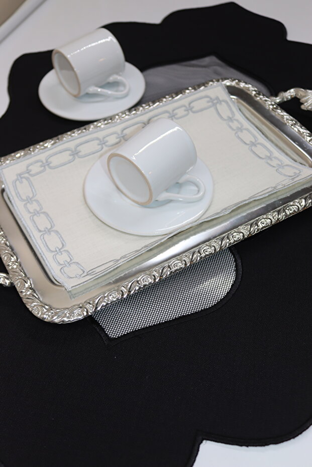 Chain Embroidered Rectangular Tray Cover 24X15Cm