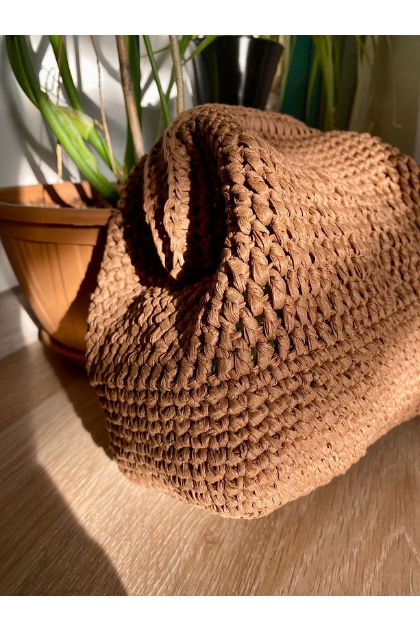 Chocolate Raffia Handbag (Çikolata Rafya El Çantası) - 3